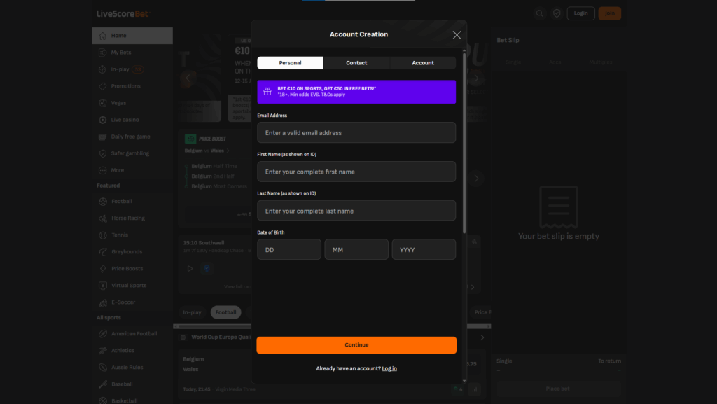 Step-by-Step Guide for the Registration Process in LiveScore Bet Ireland